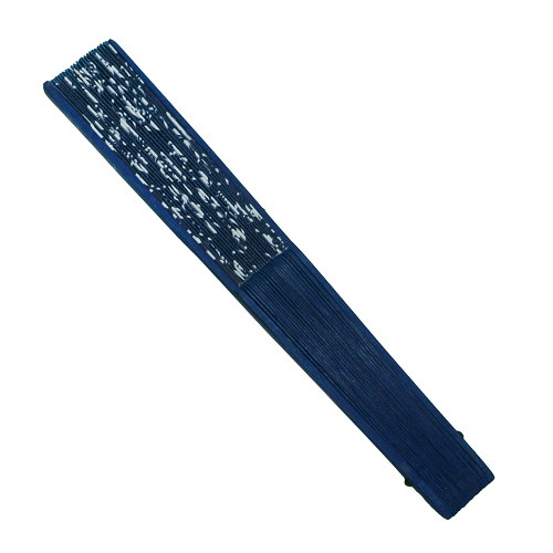 Fächer Handfächer Bambus Leinen blau weiß Drachen 6901